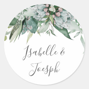 Sticker Rond Une verdure succulente   Sceaux d'enveloppe Mariag