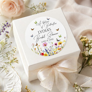 Sticker Rond Une Vie de Papillons Fête de Mariage aux Fleurs Sa