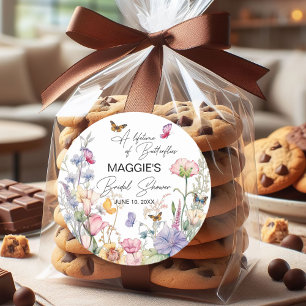 Sticker Rond Une Vie de Papillons Fête de Mariage aux Fleurs Sa