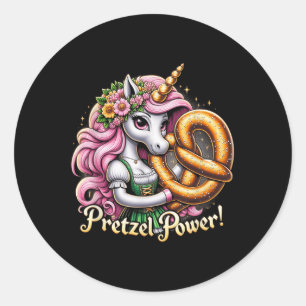 Sticker Rond Unicorn allemand Drindl Pretzel Power Funny Kids