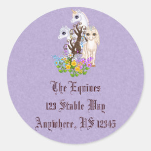 Sticker Rond Unicorn amis Pixel Art