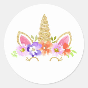 Sticker Rond Unicorn Anniversaire Favoriser Tags rose