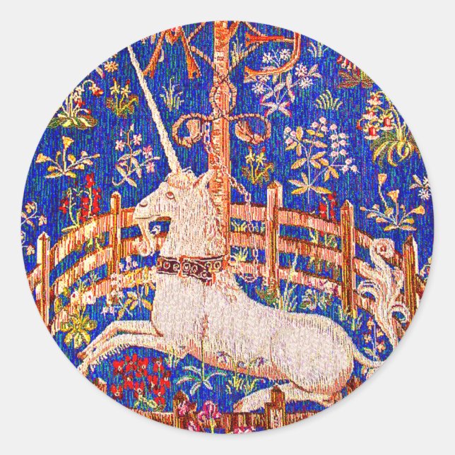 Sticker Rond Unicorn Art - "La licorne en captivité" (Devant)