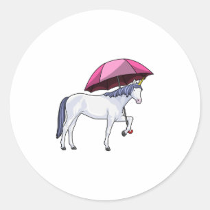 Sticker Rond Unicorn avec Umbrella