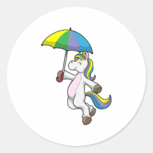 Sticker Rond Unicorn avec Umbrella