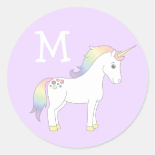 Sticker Rond Unicorn Cute Kids Pastel Enveloppe Seals
