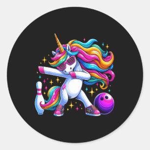 Sticker Rond Unicorn Dabbing Bowling Squad Anniversaire