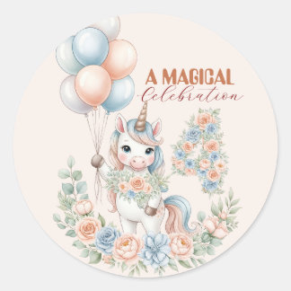 Sticker Rond Unicorn Dreams Anniversaire