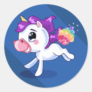 Sticker Rond Unicorn Farts
