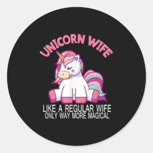 Sticker Rond Unicorn Femme Way Plus Magique Mariée Mariage Et G