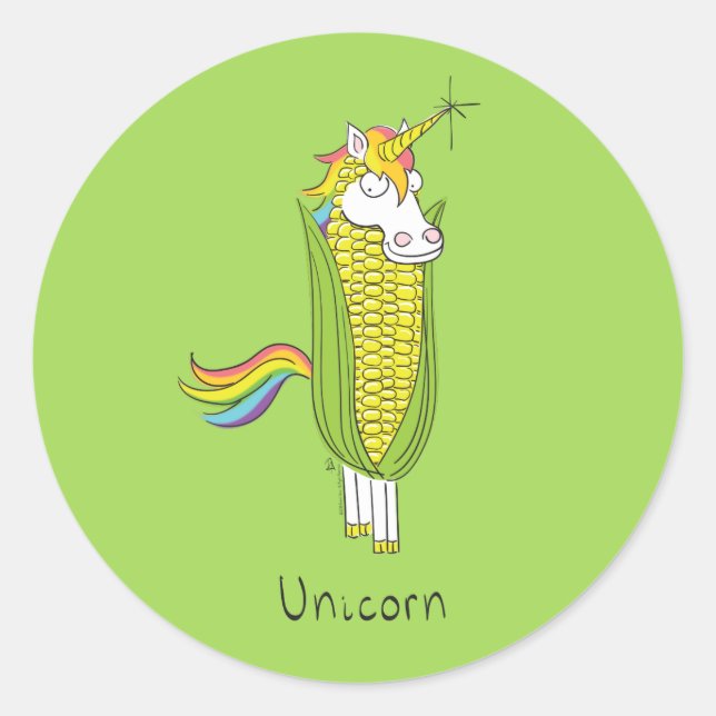Sticker Rond Unicorn Funny mignon enfants (Devant)