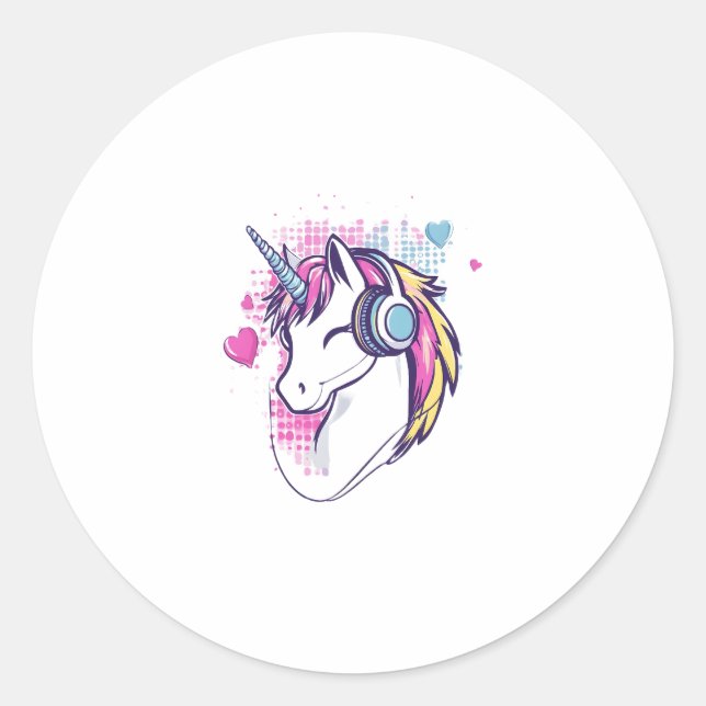 Sticker Rond Unicorn Gamer Girl (1) (Devant)