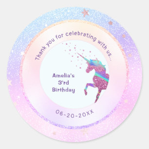Sticker Rond Unicorn Iridescente Holographique Parties scintill