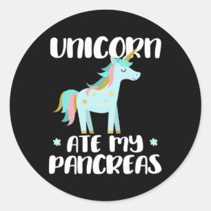 Sticker Rond Unicorn Mangé Mes Pancréas - Mignonne Diabétique U
