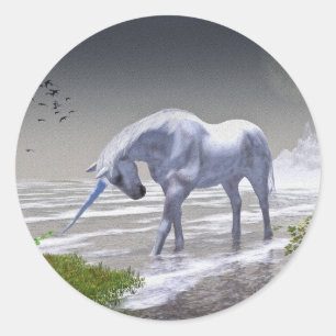 Sticker Rond Unicorn Moon