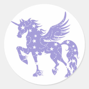 Sticker Rond Unicorn pegasus - Choisir la couleur arrière - pl