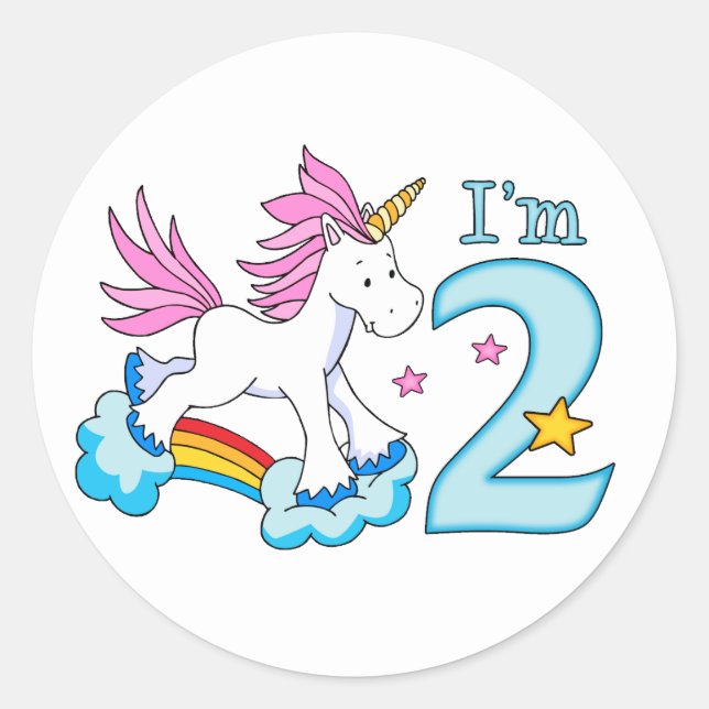 Sticker Rond Unicorn Rainbow 2e anniversaire (Devant)