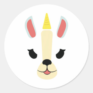Sticker Rond Unicorn Visage drôle Angry mignon Costume d'Hallow