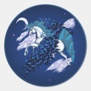 Sticker Rond Unicorne ailée -Stickers