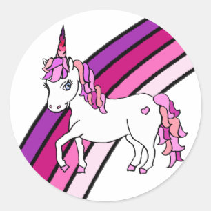 Sticker Rond Unicorne arc-en-ciel