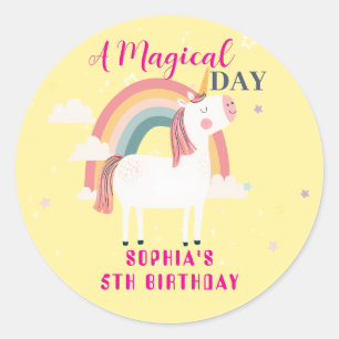 Sticker Rond Unicorne arc-en-ciel
