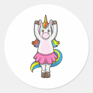 Sticker Rond Unicorne au Ballet Dance avec jupe