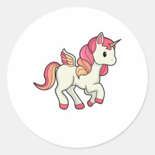 Sticker Rond Unicorne avec ailes