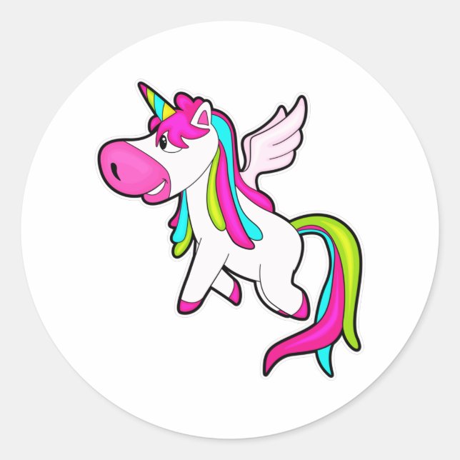 Sticker Rond Unicorne avec ailes (Devant)