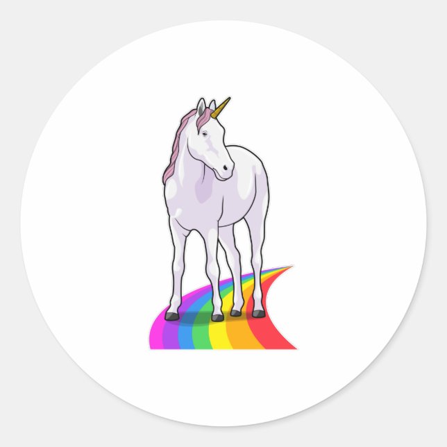 Sticker Rond Unicorne avec arc-en-ciel (Devant)