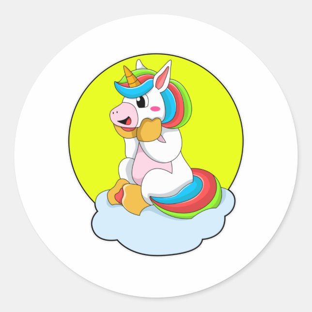 Sticker Rond Unicorne avec Cloud et Soleil (Devant)