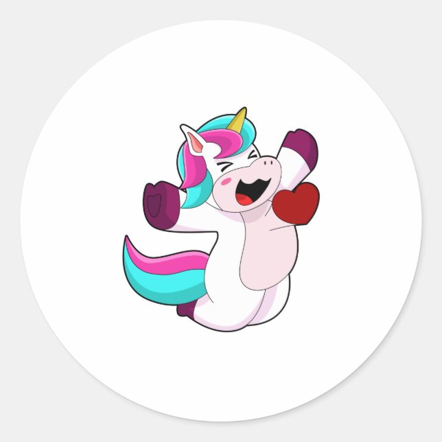 Sticker Rond Unicorne avec coeur (Devant)