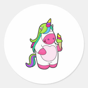 Sticker Rond Unicorne avec gaufre Glace