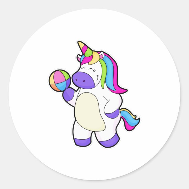 Sticker Rond Unicorne avec volleyball (Devant)