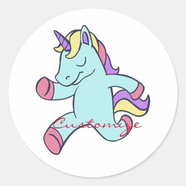 Sticker Rond Unicorne Bleue Courant Thunder_Cove (Devant)