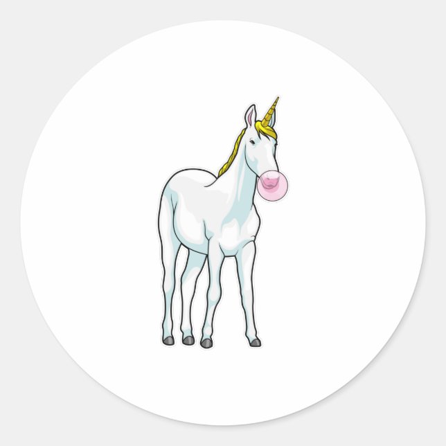 Sticker Rond Unicorne Bubble gomme (Devant)