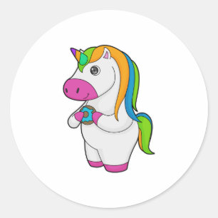 Sticker Rond Unicorne Donut
