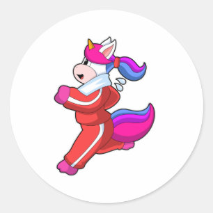 Sticker Rond Unicorne en cours d'exécution