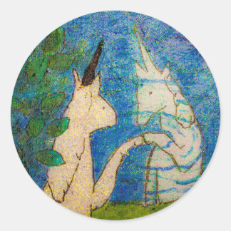 Sticker Rond Unicorne La réflexion sur un lac