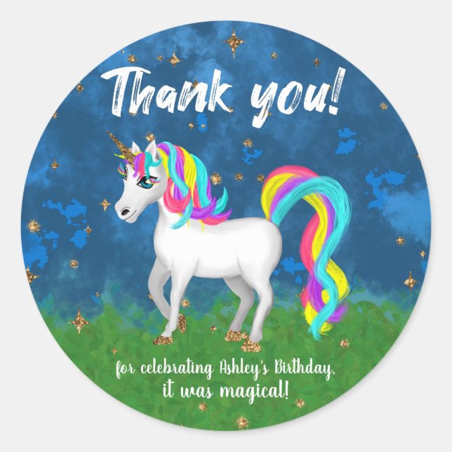 Sticker Rond Unicorne magique (Devant)