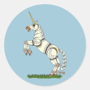Sticker Rond Unicorne mécanique