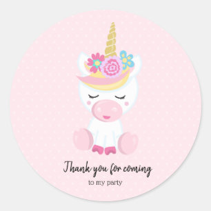 Sticker Rond Unicorne mignonne - choisir la couleur arrière - p