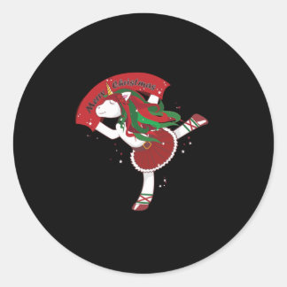 Sticker Rond Unicorne Vilain Noël