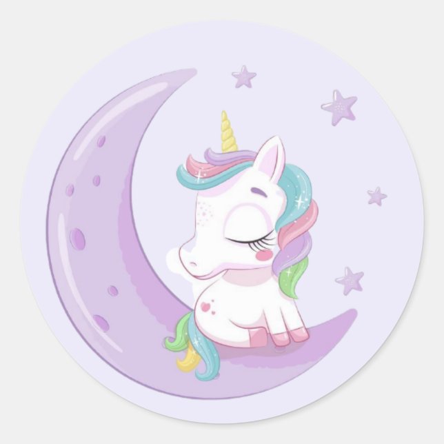 Sticker Rond Unicorne violette (Devant)