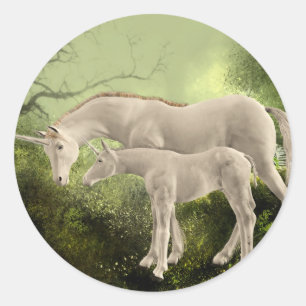Sticker Rond Unicornes