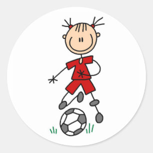 Sticker Rond Uniforme rouge du football de fille