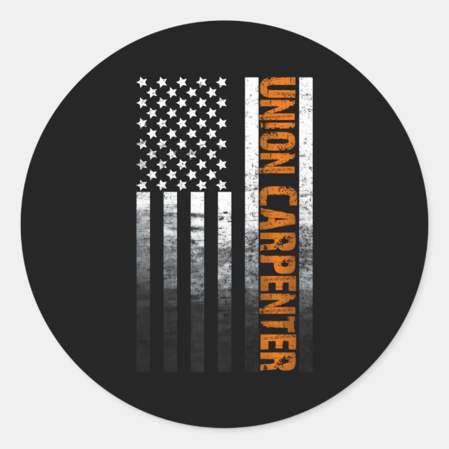 Sticker Rond Union américaine Drapeau carpenter travail du bois (Devant)