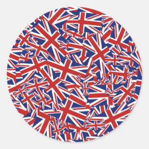 Sticker Rond Union Jack Collage