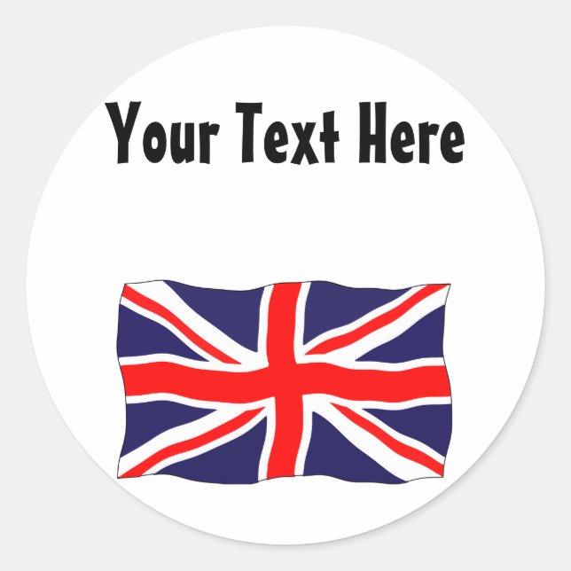 Sticker Rond Union Jack Flag - Personnalisable Avec Votre Texte (Devant)