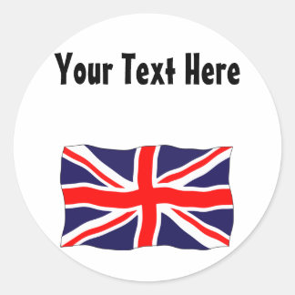 Sticker Rond Union Jack Flag - Personnalisable Avec Votre Texte