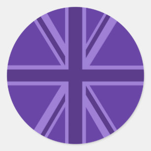 Sticker Rond Union Jack violette vibrante